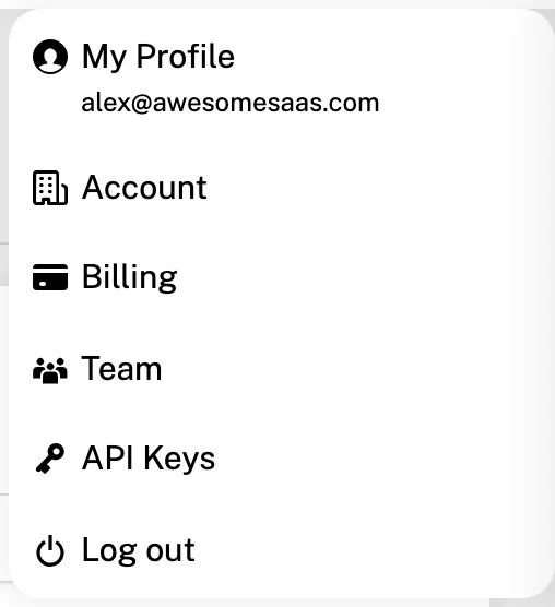 The account menu under your profile picture