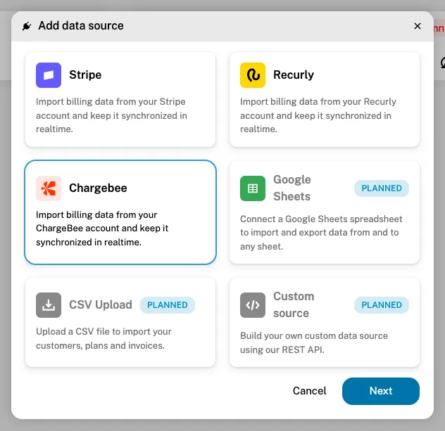 Add Chargebee source