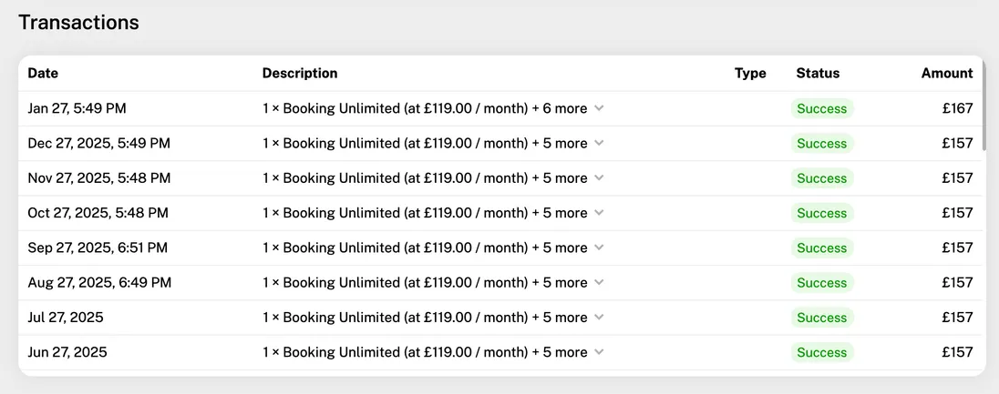 Customer transactions