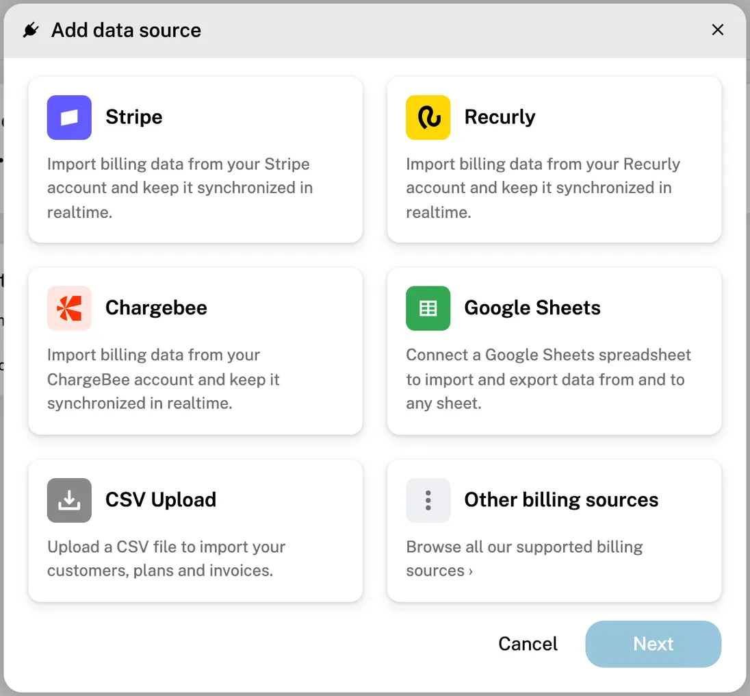 The Add data source dialog