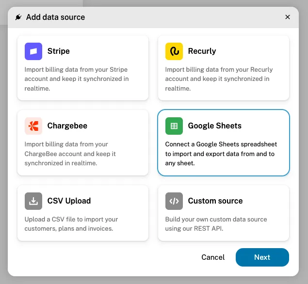 Add Google Sheets source