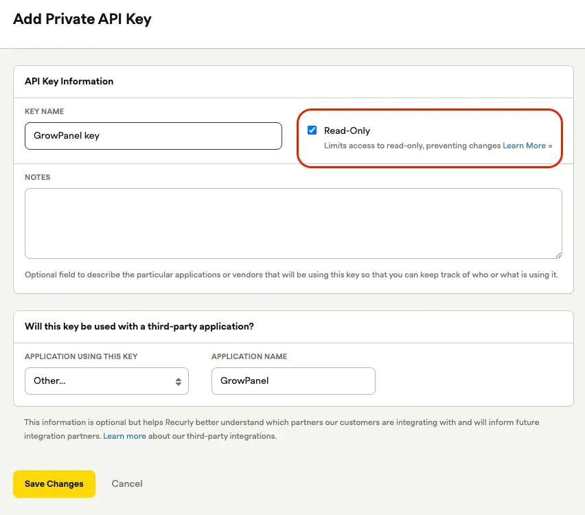 Add Recurly API key 2