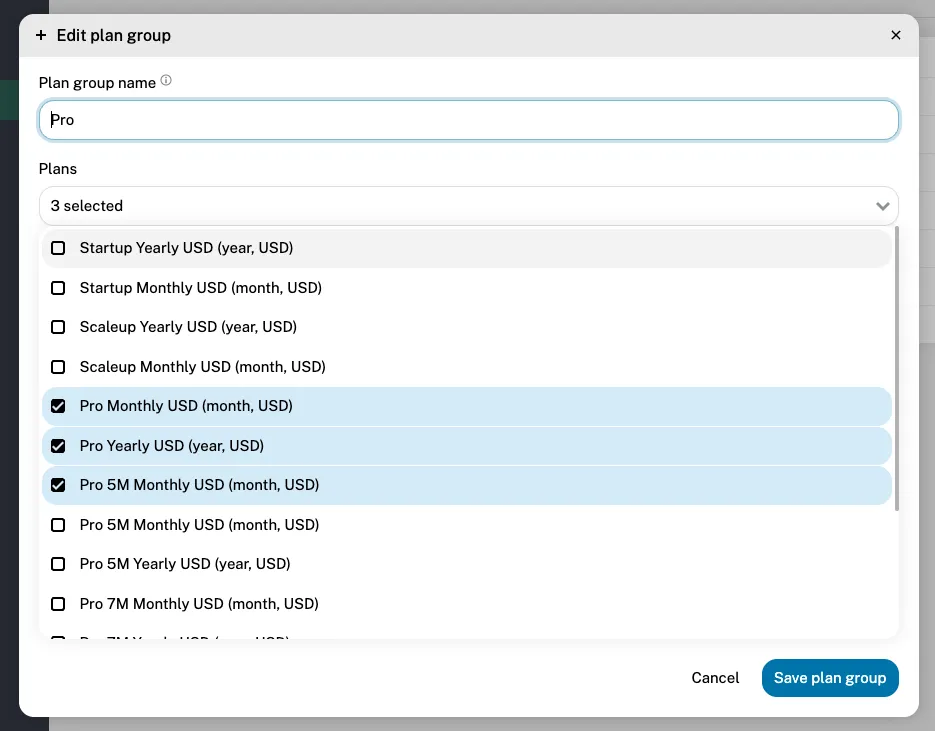 AI-suggested plan groups