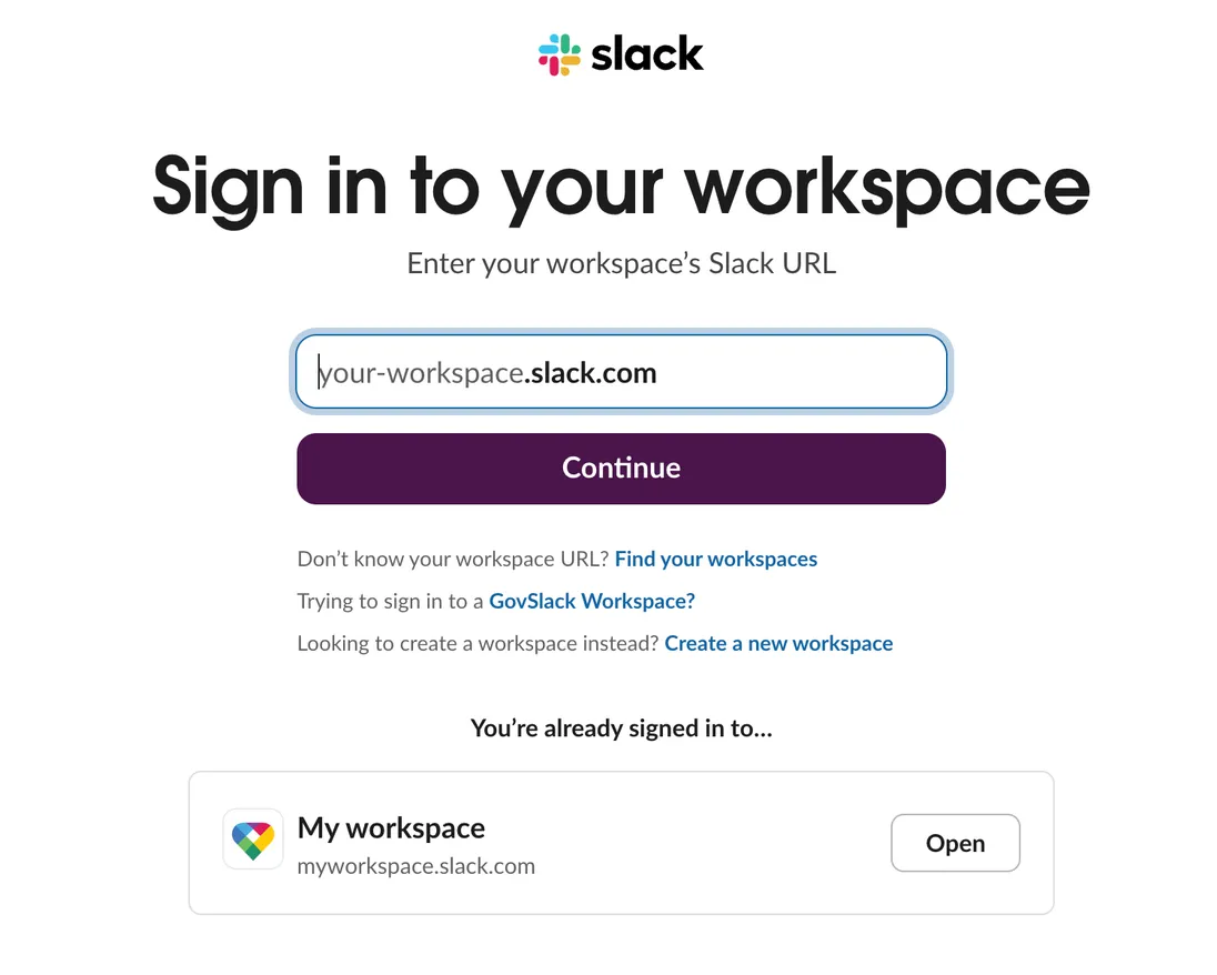 Slack authorization screen